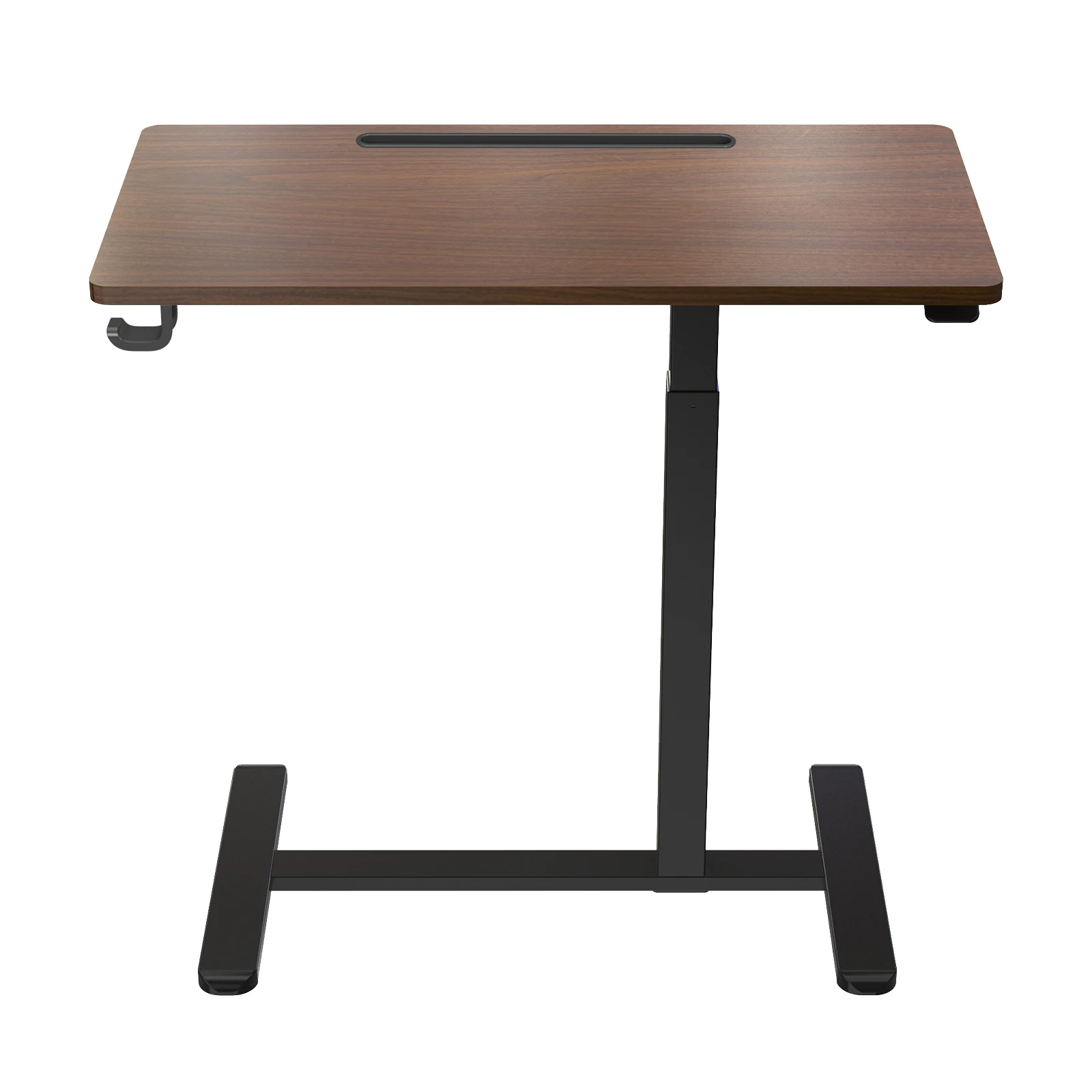 Altus Mobile Standing Desk with Wheels Pneumatic Over Bed Table (Walnut)