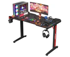 Advwin Gaming Desk RGB LED Gaming Office Computer Desk Carbon Fiber 120cm Gamer Workstation with Cup Holder & Headset Hook