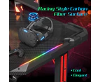 Advwin Gaming Desk RGB LED Gaming Office Computer Desk Carbon Fiber 120cm Gamer Workstation with Cup Holder & Headset Hook