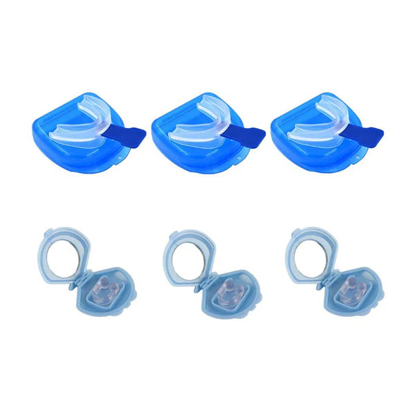 3X Mouthguard Mouthpiece 3X Nose Clip Anti Snoring Aid Sleep Breathing