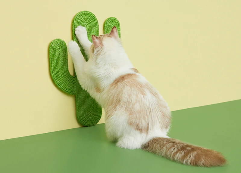 Pet Cat Kitten Scratcher Claw Board Sisal Scratching Post Pad Mat Wall Hanging [Colour: Oasis Cactus]