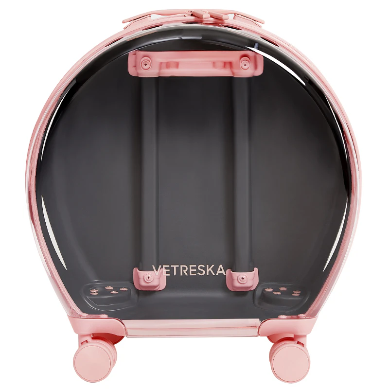 Vetreska Cat Dog Breathable Pet Carrier Outdoor Travel Transparent Space [Colour: 1 side Transparent+Peach