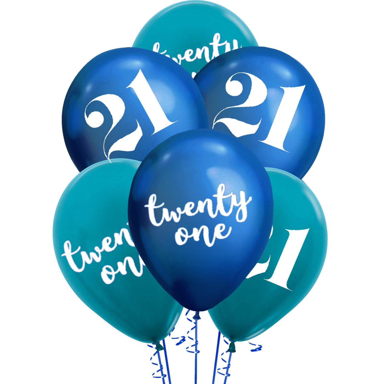 21st Birthday Shimmer Blue Mix Balloons (Pack of 6)