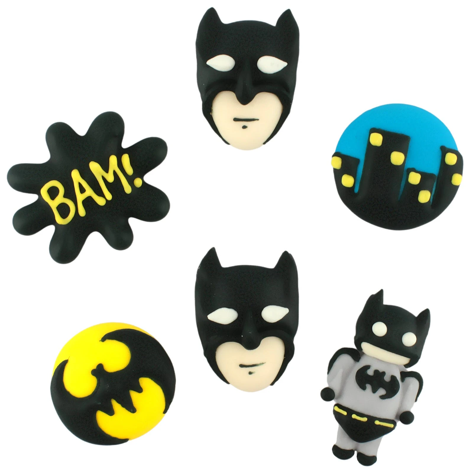 Batman Edible Sugar Cupcake Decorations (Pack of 6)