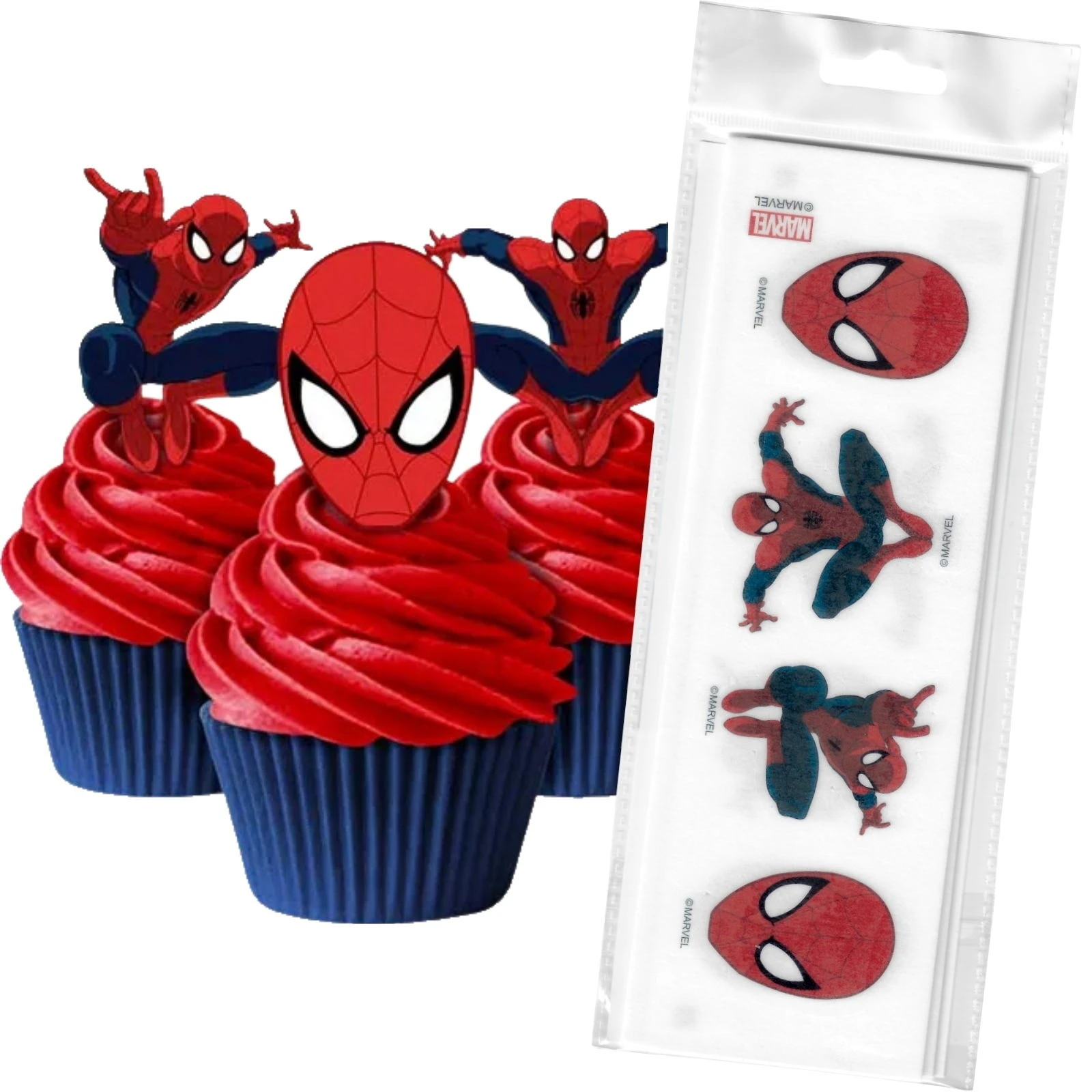 Spiderman Edible Wafer Cupcake Toppers (Pack of 16)