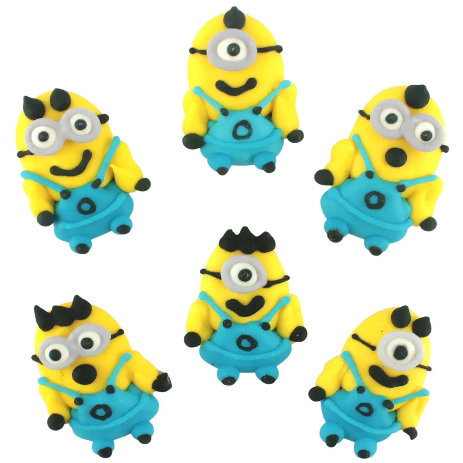 Minions Edible Sugar Cupcake Decorations (Pack of 6)