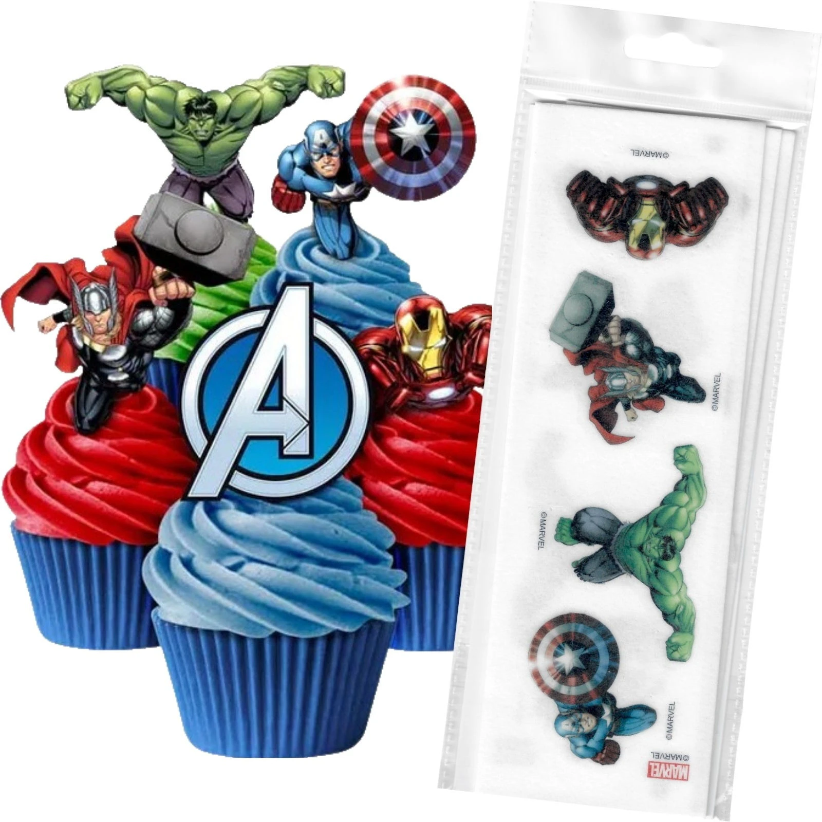 Avengers Edible Wafer Cupcake Toppers (Pack of 16)