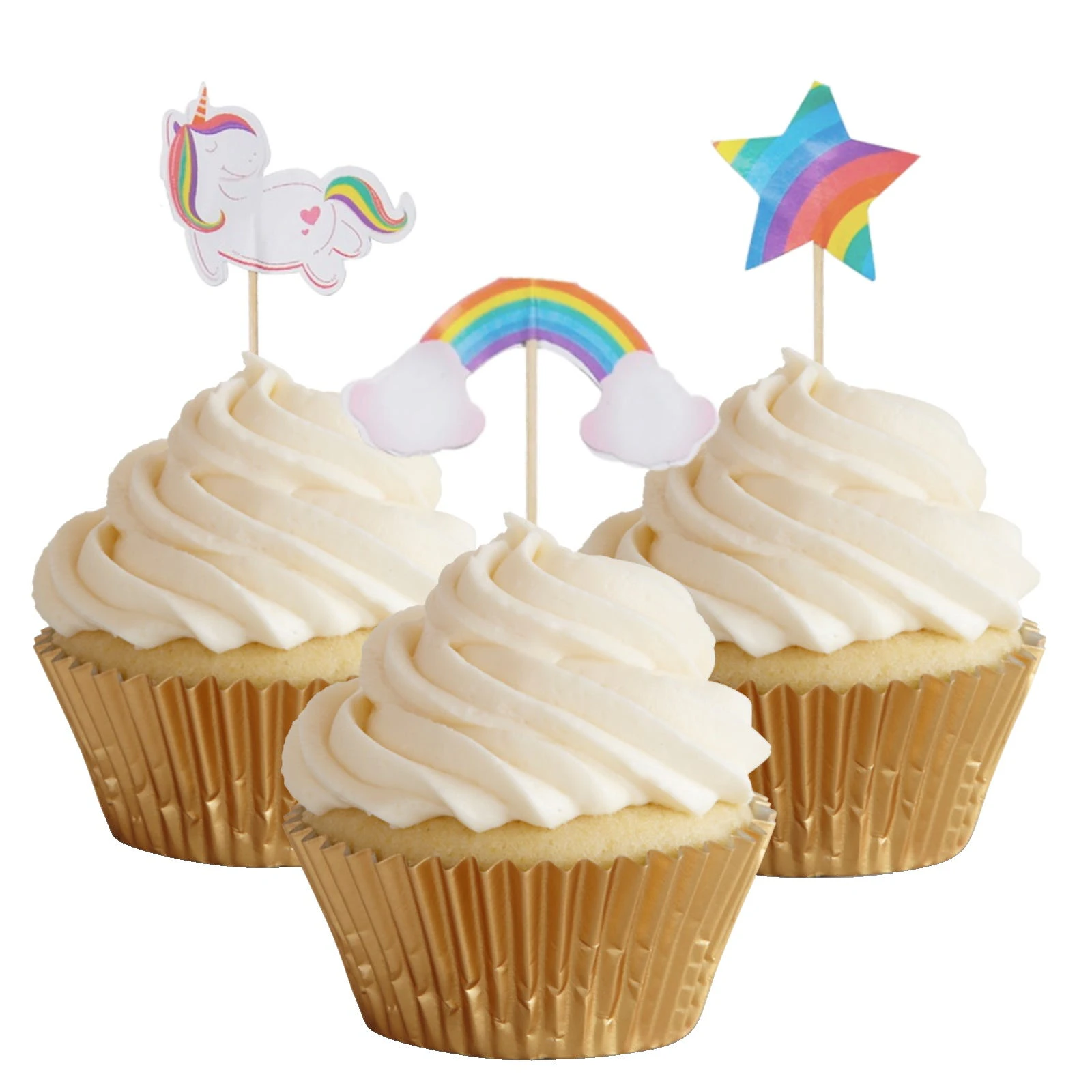 Unicorn & Rainbow Cupcake Picks (Pack of 24)