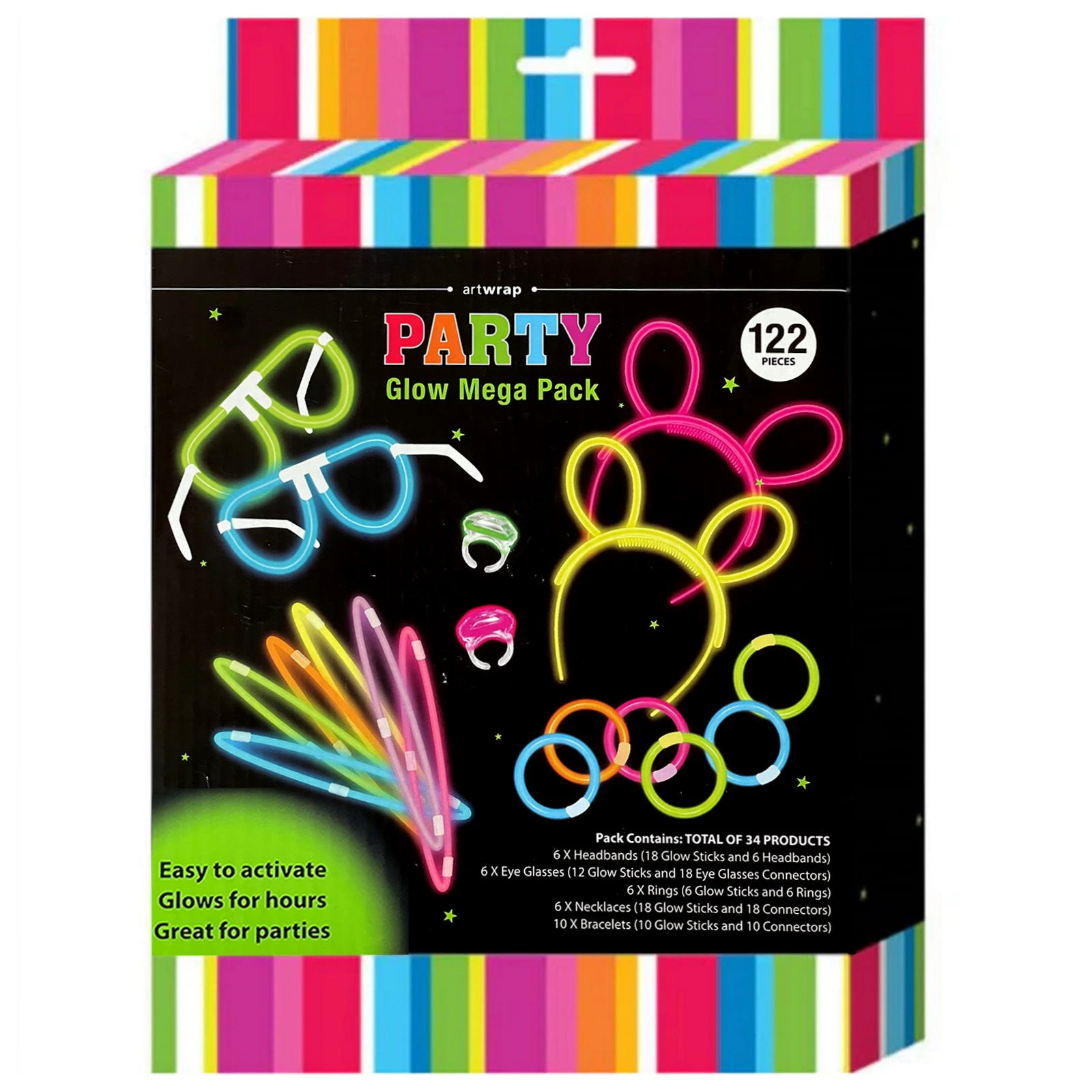 Glow Jewellery Mega Party Pack (122 Pieces)