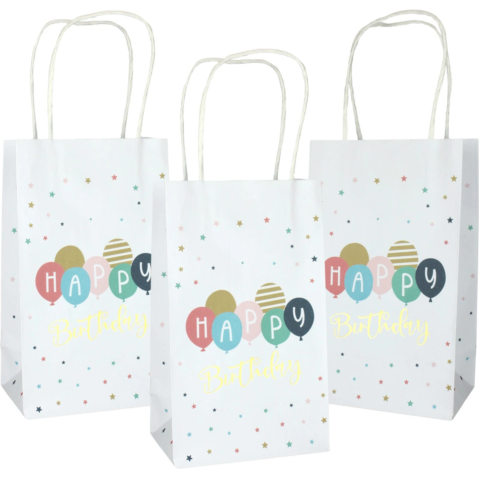 Happy Birthday Balloons Paper Gift Bags 21.5cm (Pack of 5)