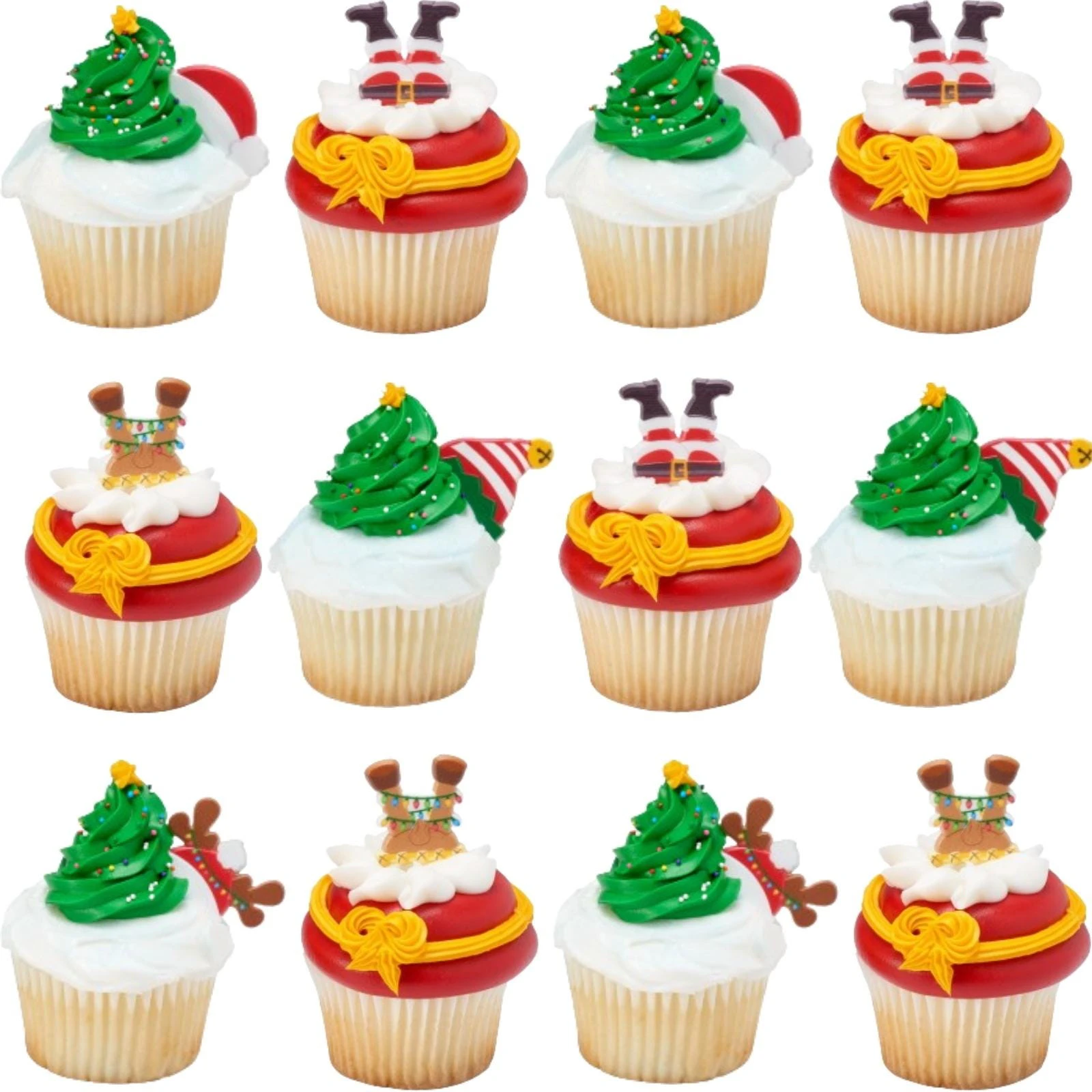 Jolly Christmas Cupcake Rings (Pack of 12)