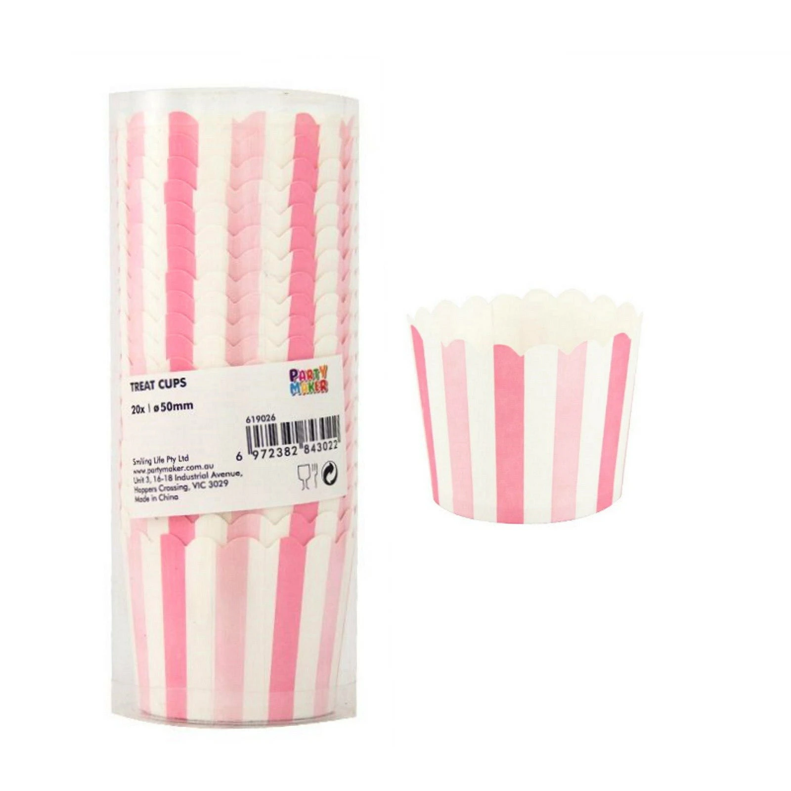 Light Pink and White Striped Baking Cups (Pack of 20)