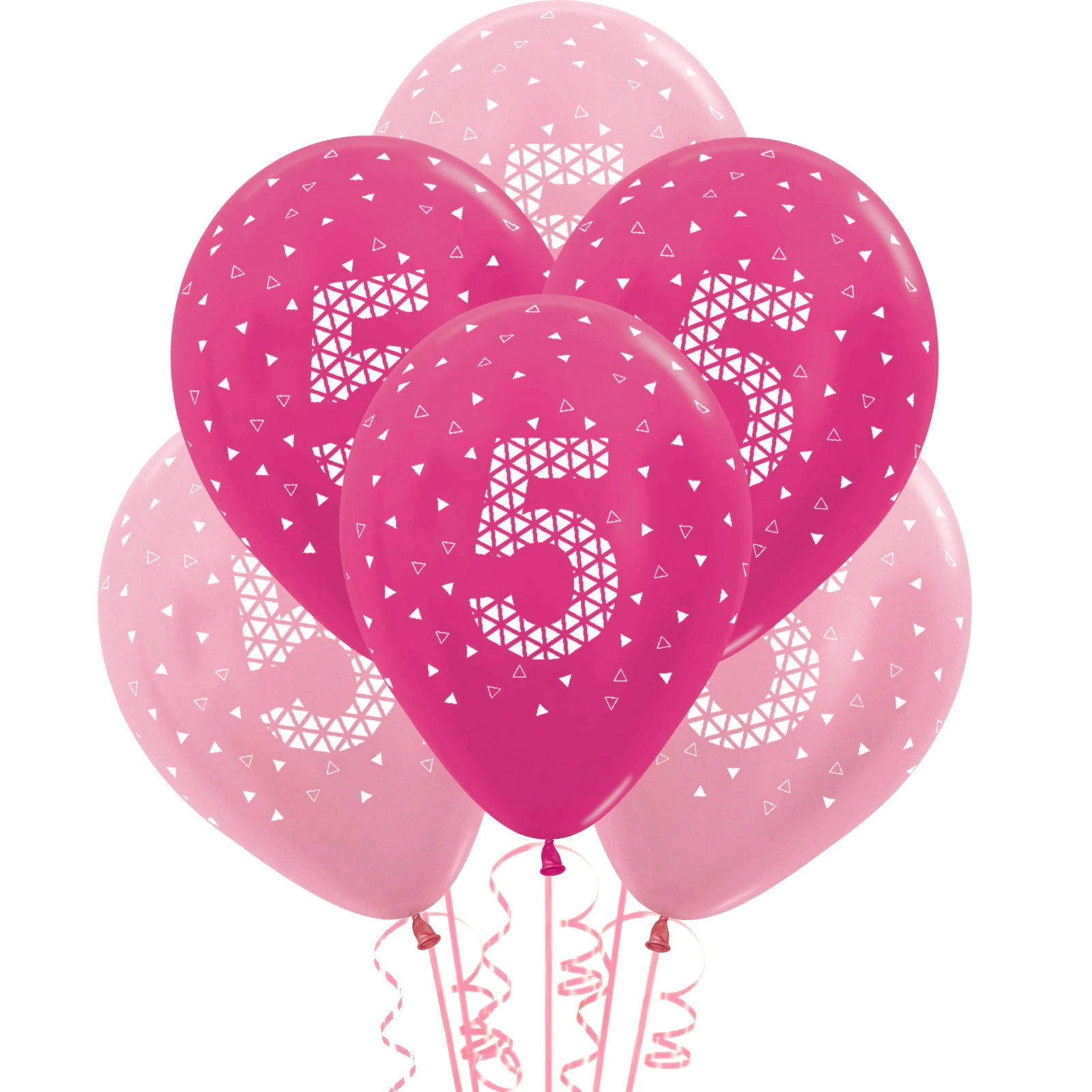 5th Birthday Pink Geometric Pattern Balloons 45cm (Pack of 6)