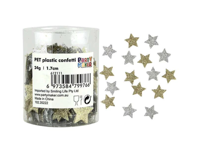 Silver & Gold Glitter Star Confetti/Table Scatters 24g