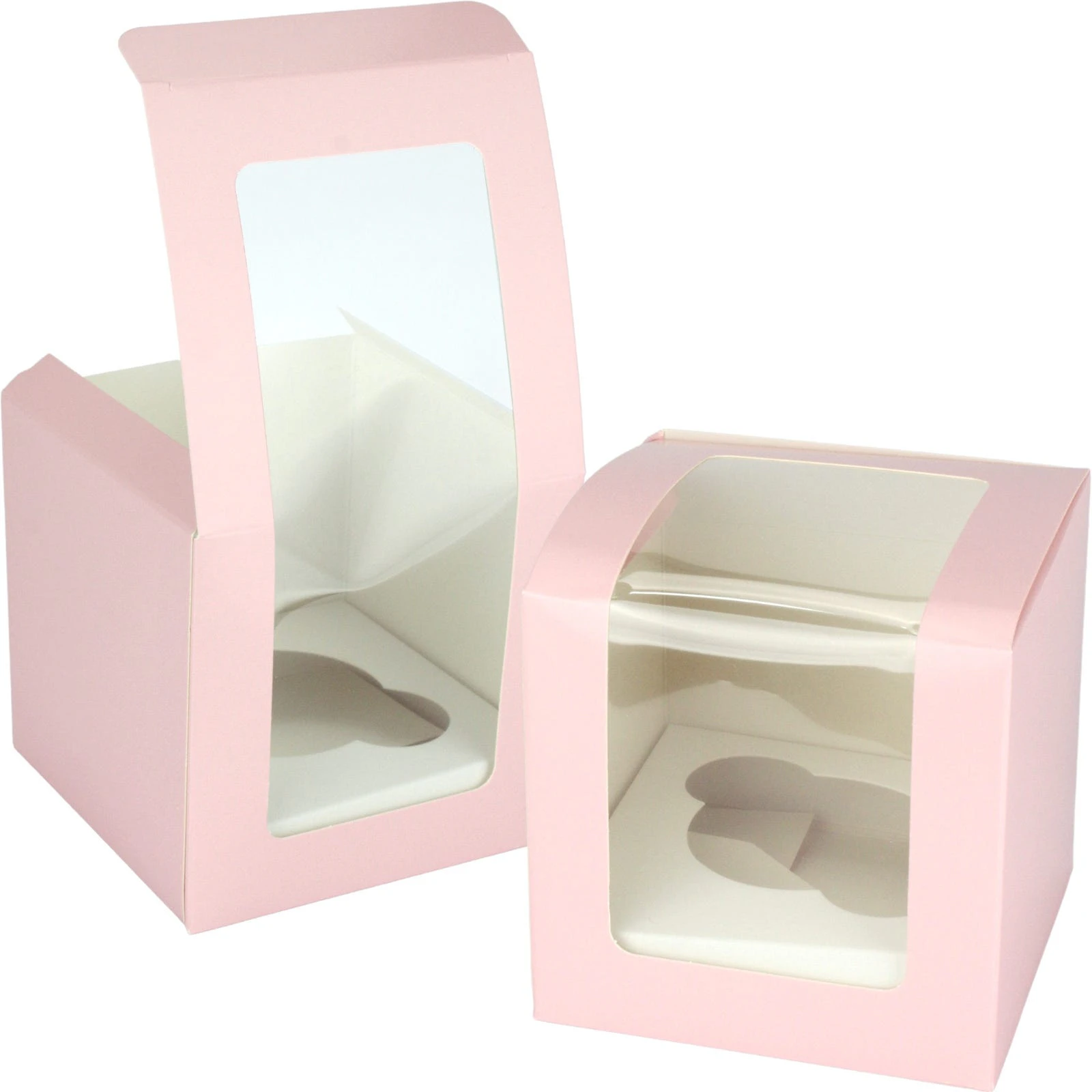 Light Pink Cupcake Boxes with Window 10cm (Pack of 4)