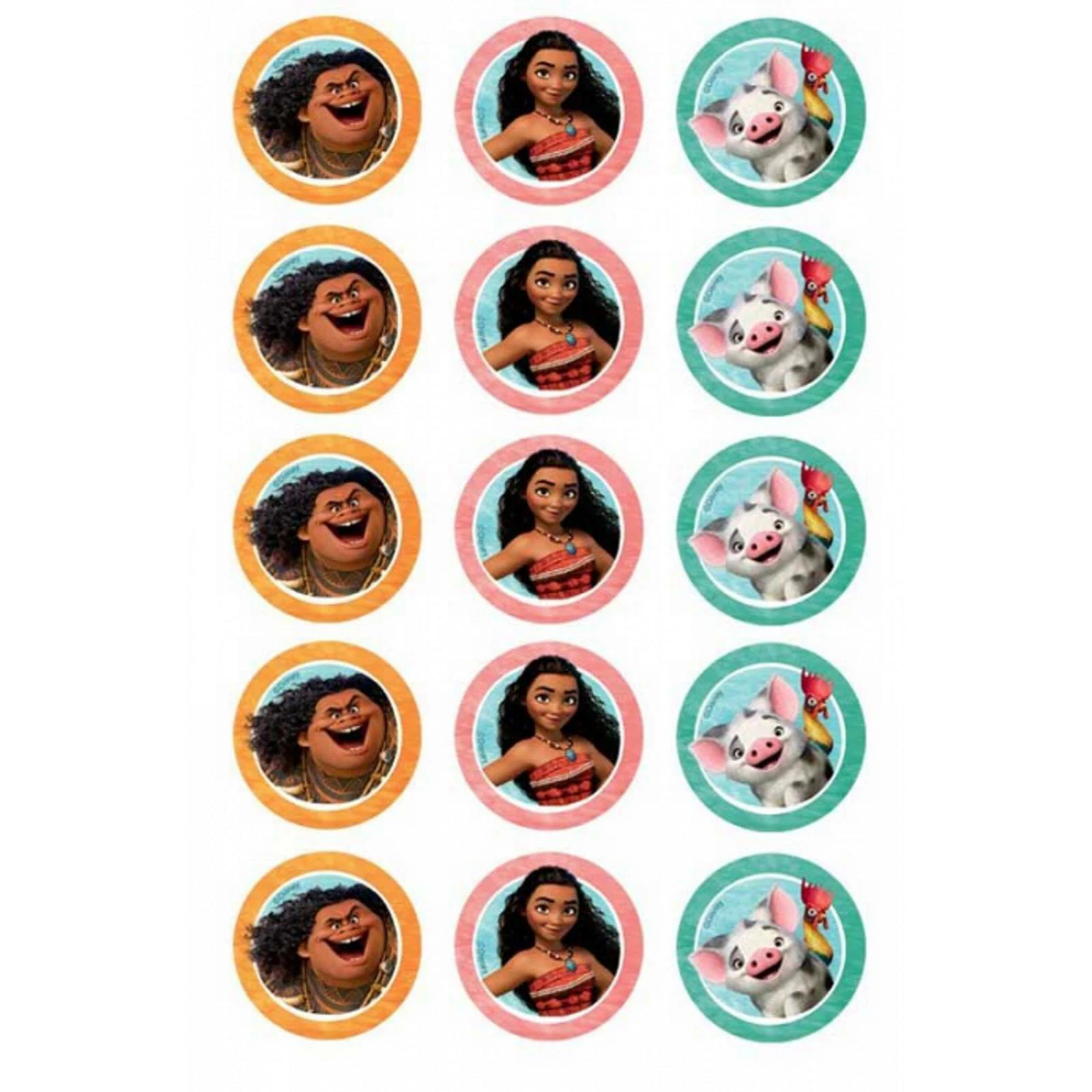 Moana Edible Cupcake Decorations (Pack of 15)