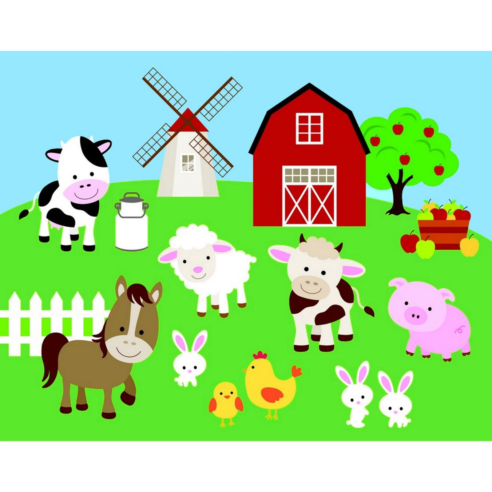 Farm Animals Large Fabric Wall Backdrop