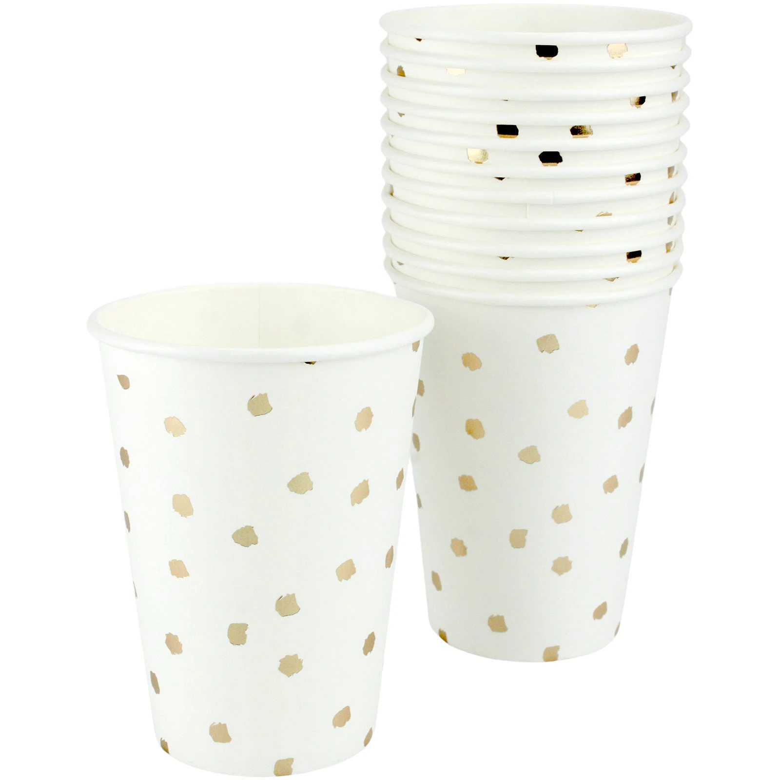 White and Gold Foil Dots Paper Cups (Pack of 12)