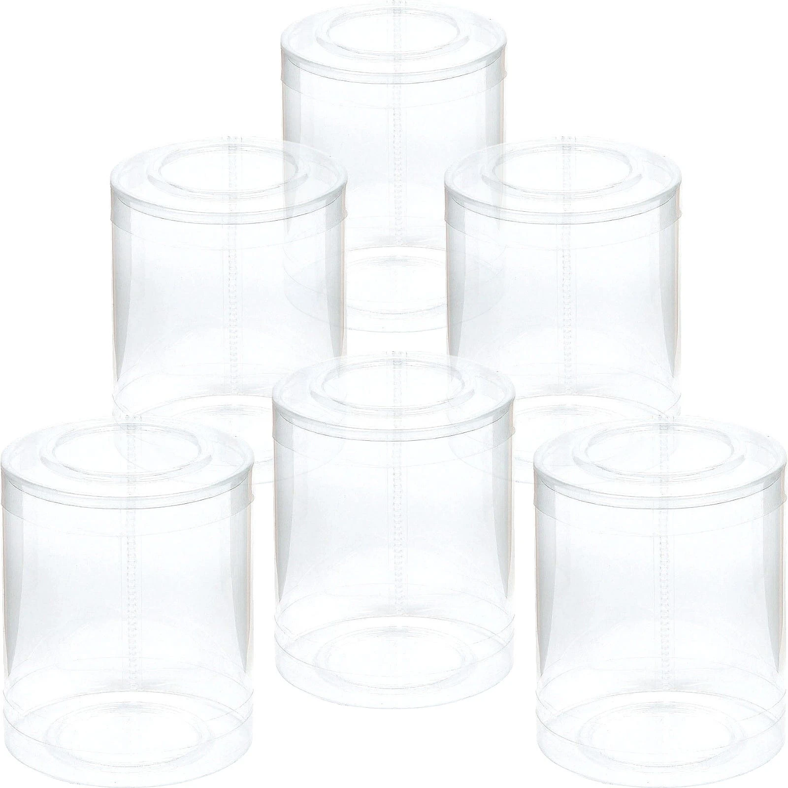 Small Round Clear Plastic Cylinder Containers (Pack of 12)