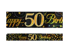 Sparkling Fizz Black and Gold 50th Happy Birthday Banner