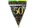Sparkling Fizz Black and Gold 50th Birthday Flag Banner