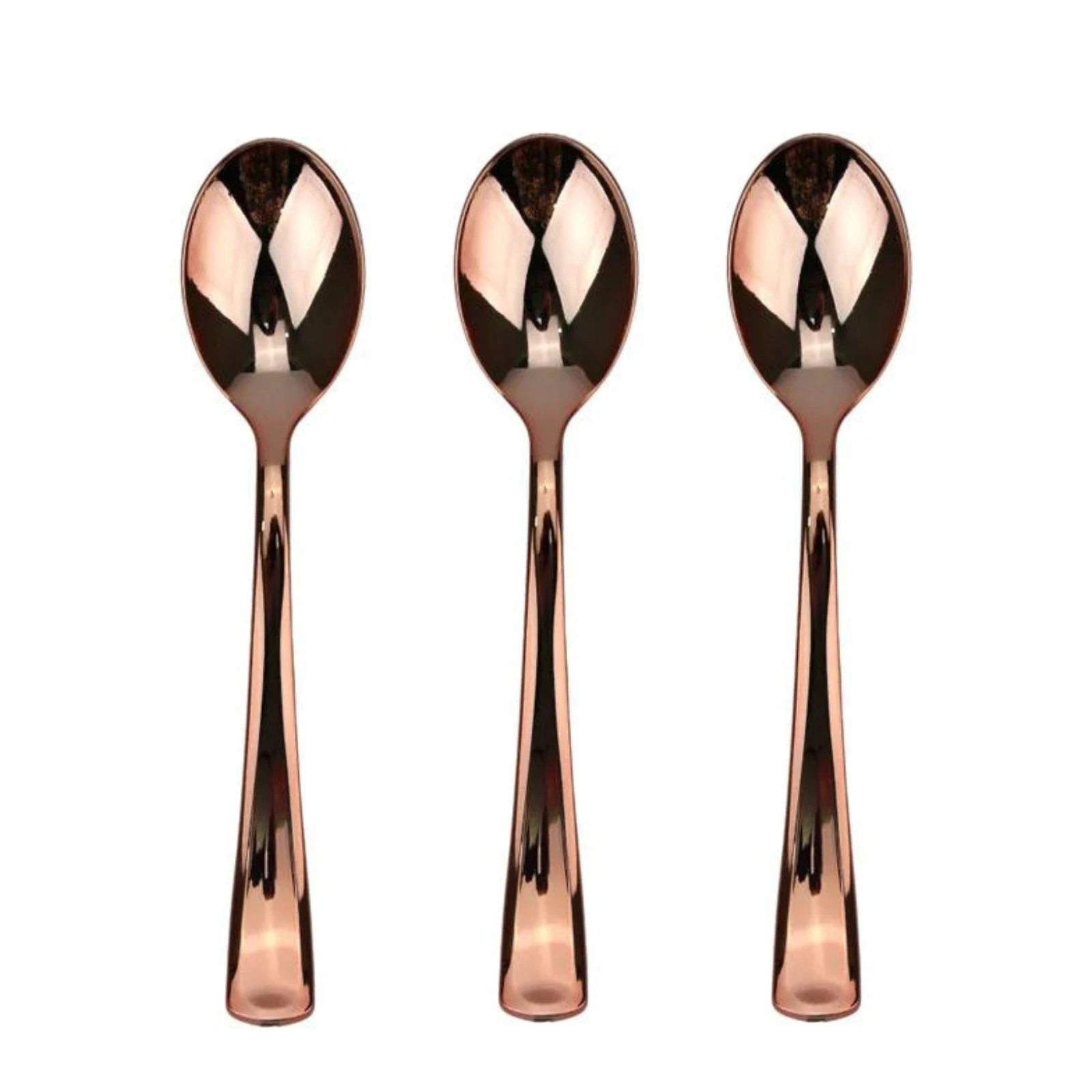 Rose Gold Reusable Plastic Spoons (Pack Of 12)