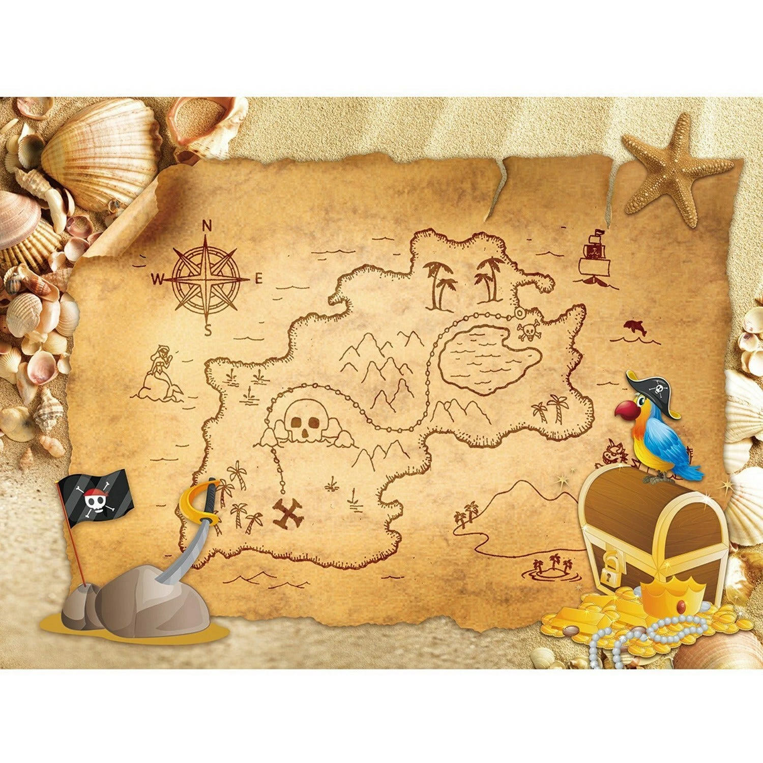 Pirate Treasure Map Large Fabric Backdrop