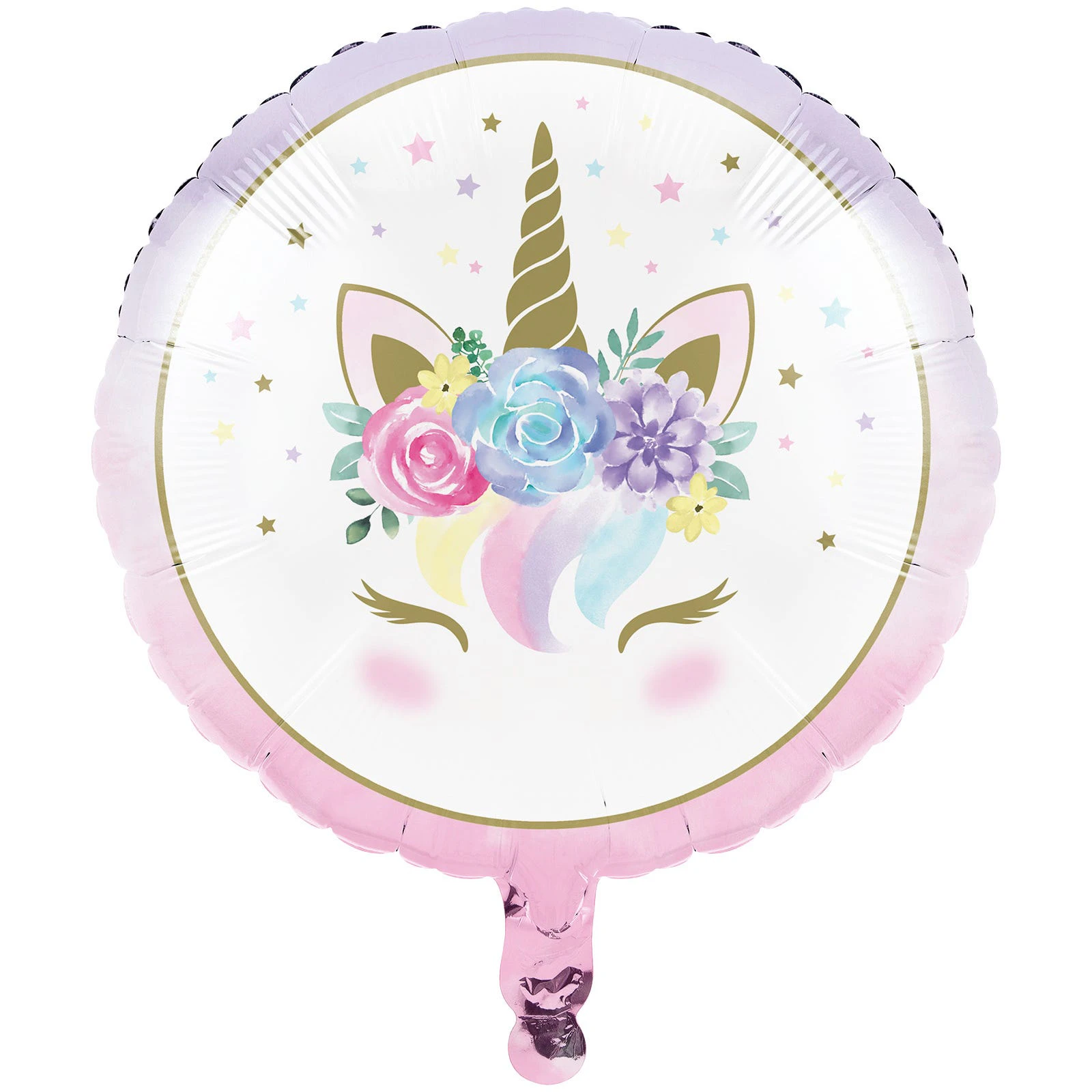 Floral Unicorn Metallic Helium Foil Balloon