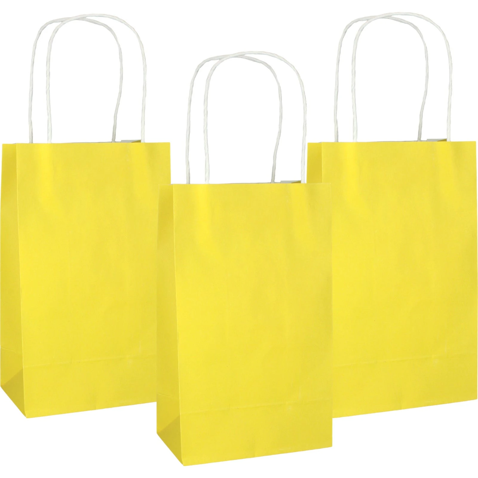 Yellow Paper Gift Bags 21.5cm (Pack of 5)