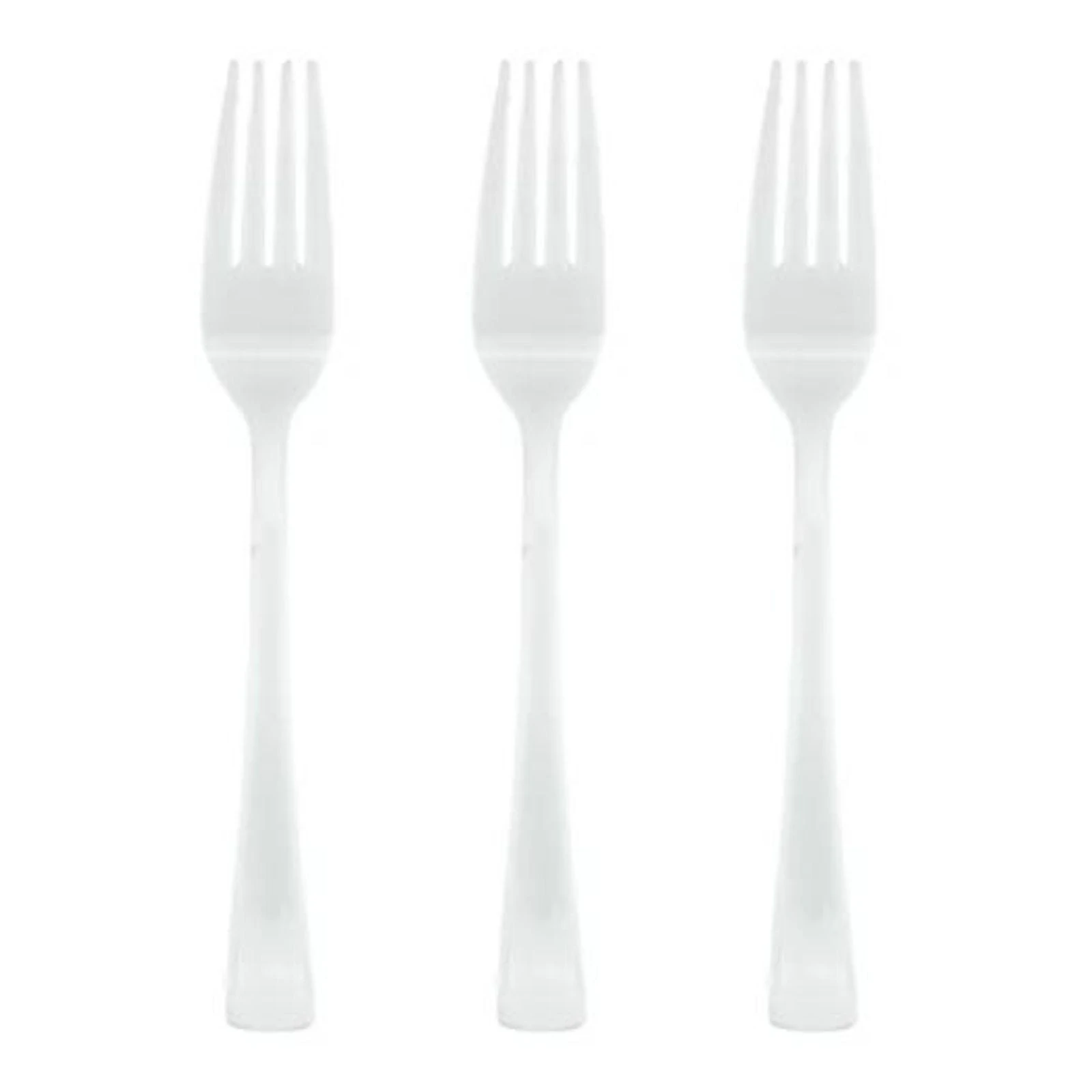 White Reusable Plastic Forks (Bulk Pack of 50)