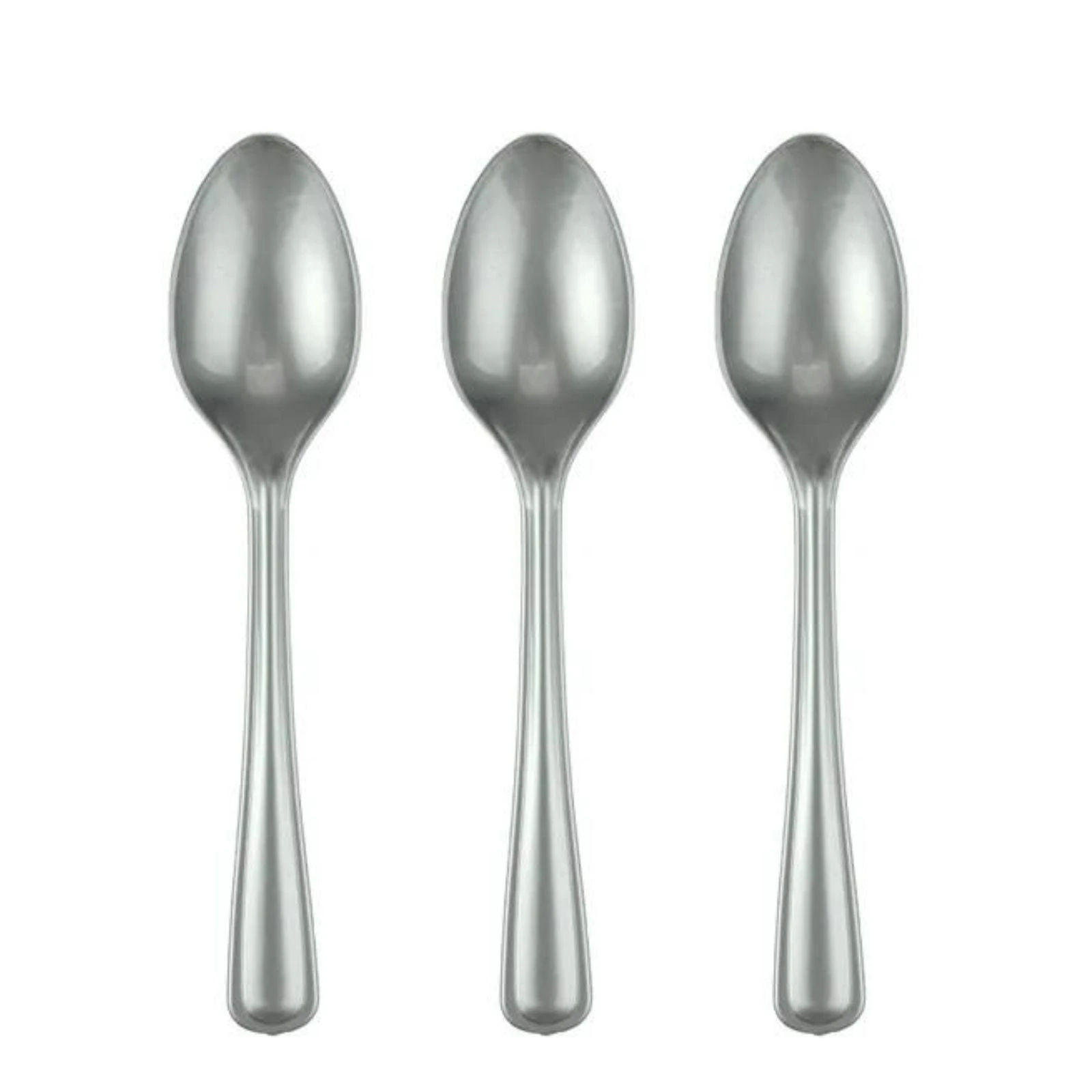 Silver Reusable Plastic Spoons (Pack of 20)