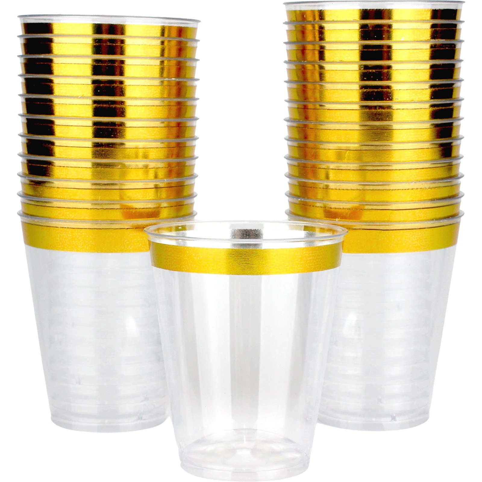 Gold Trim Plastic Shot Glasses 70ml (Pack of 24)