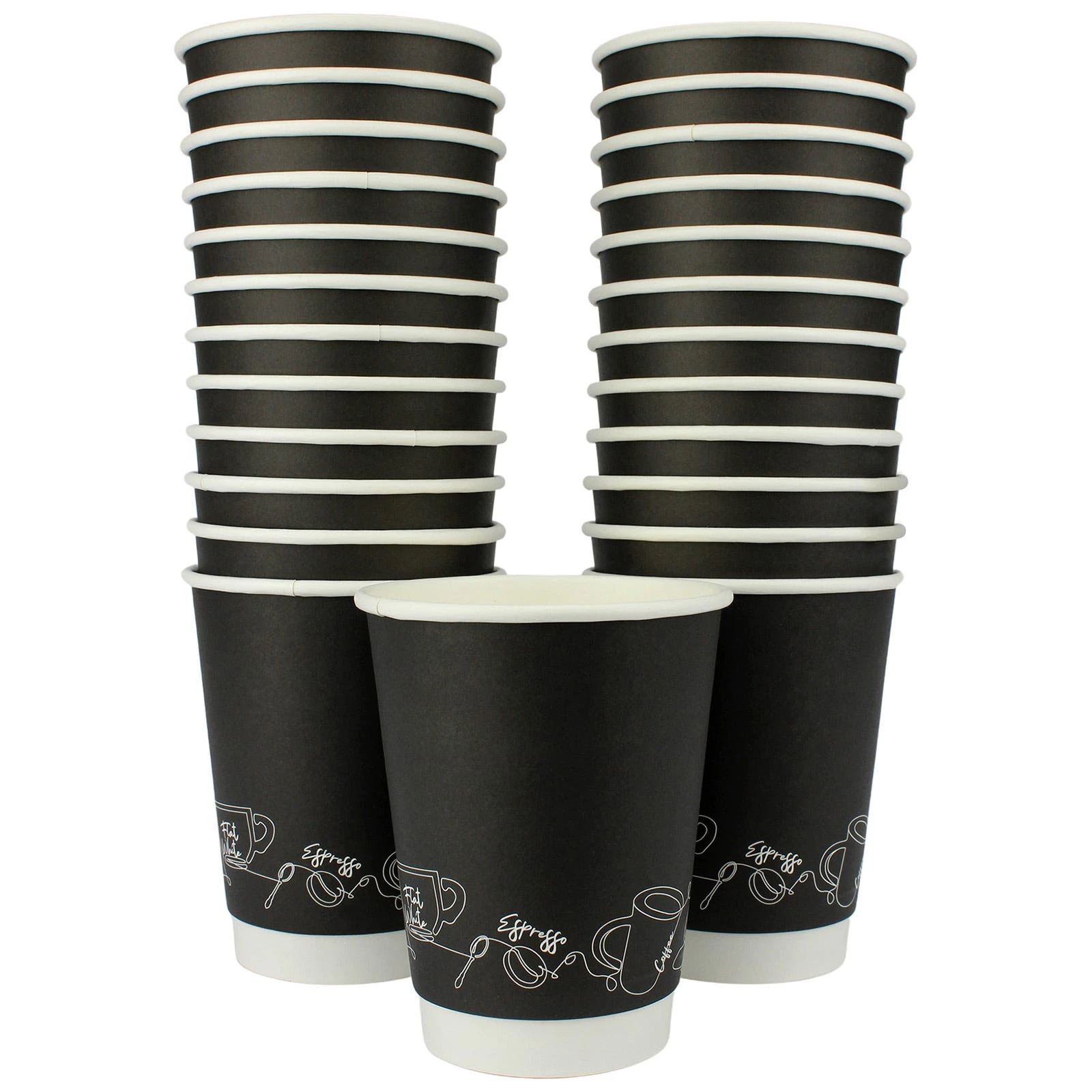 Black Double Wall Paper Coffee Cups 350ml (Pack of 25)