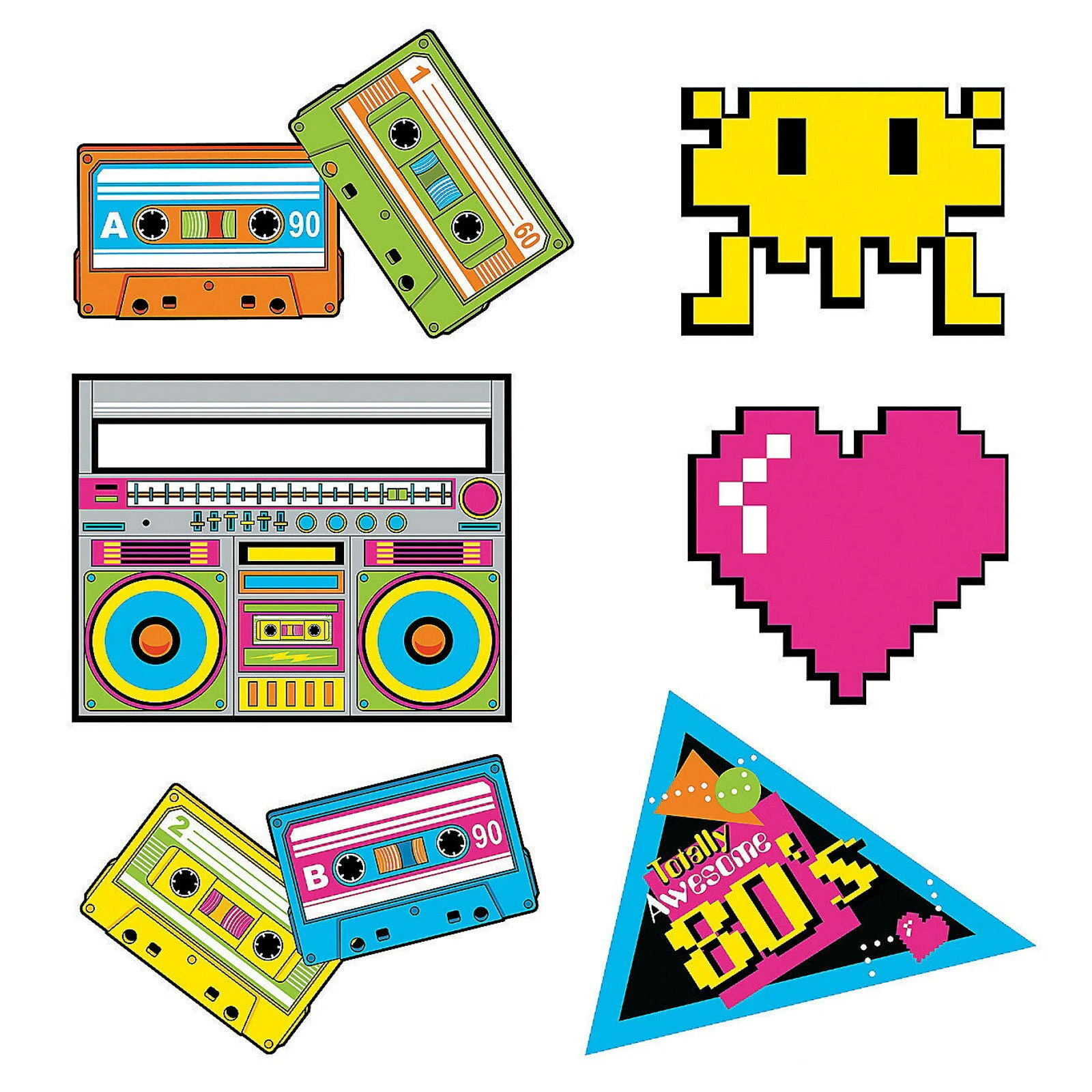 80's Party Cutout Wall Decorations (Pack of 6)