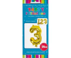 Gold Number 3 Foil Air Fill Balloon 35cm