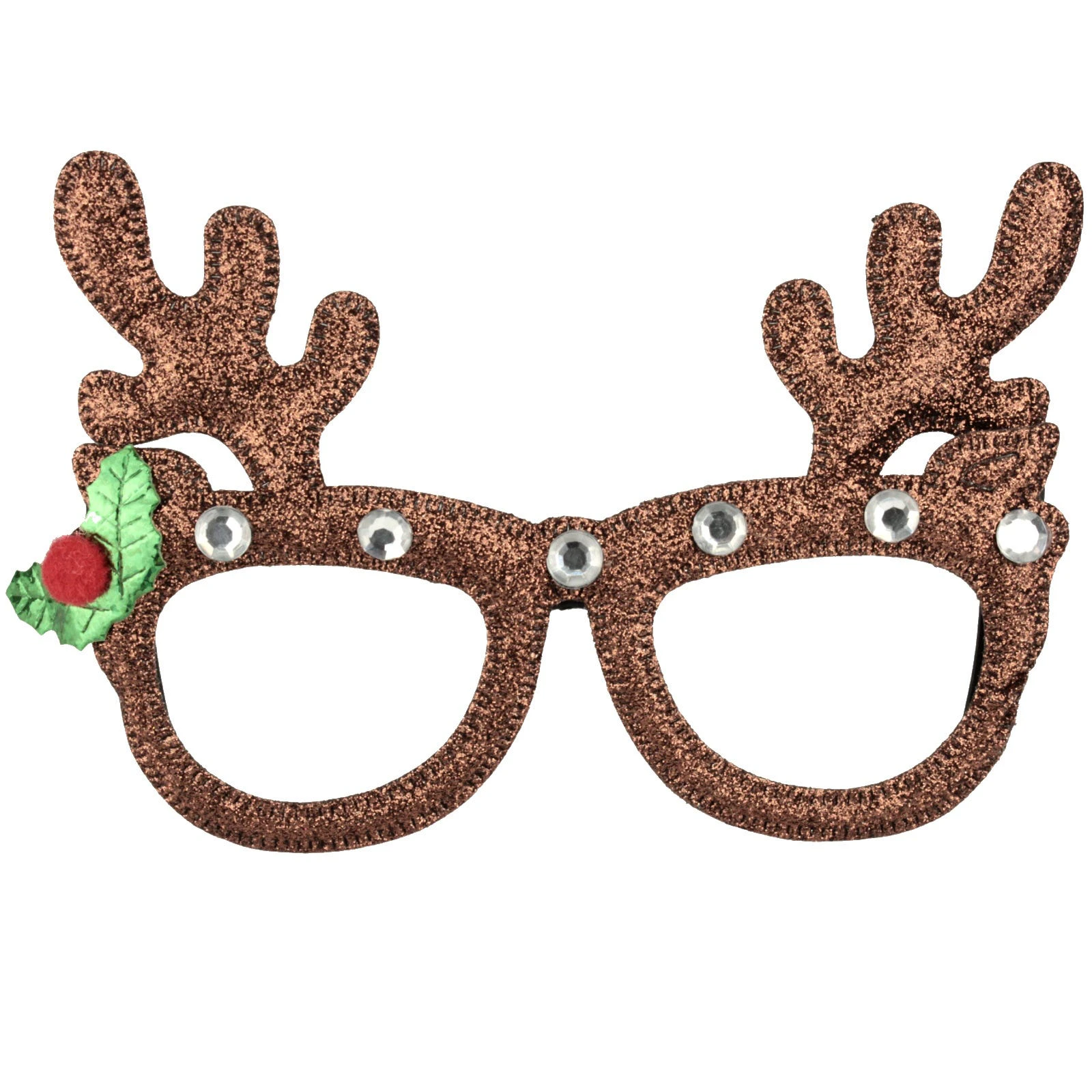 Glitter Reindeer Novelty Christmas Glasses