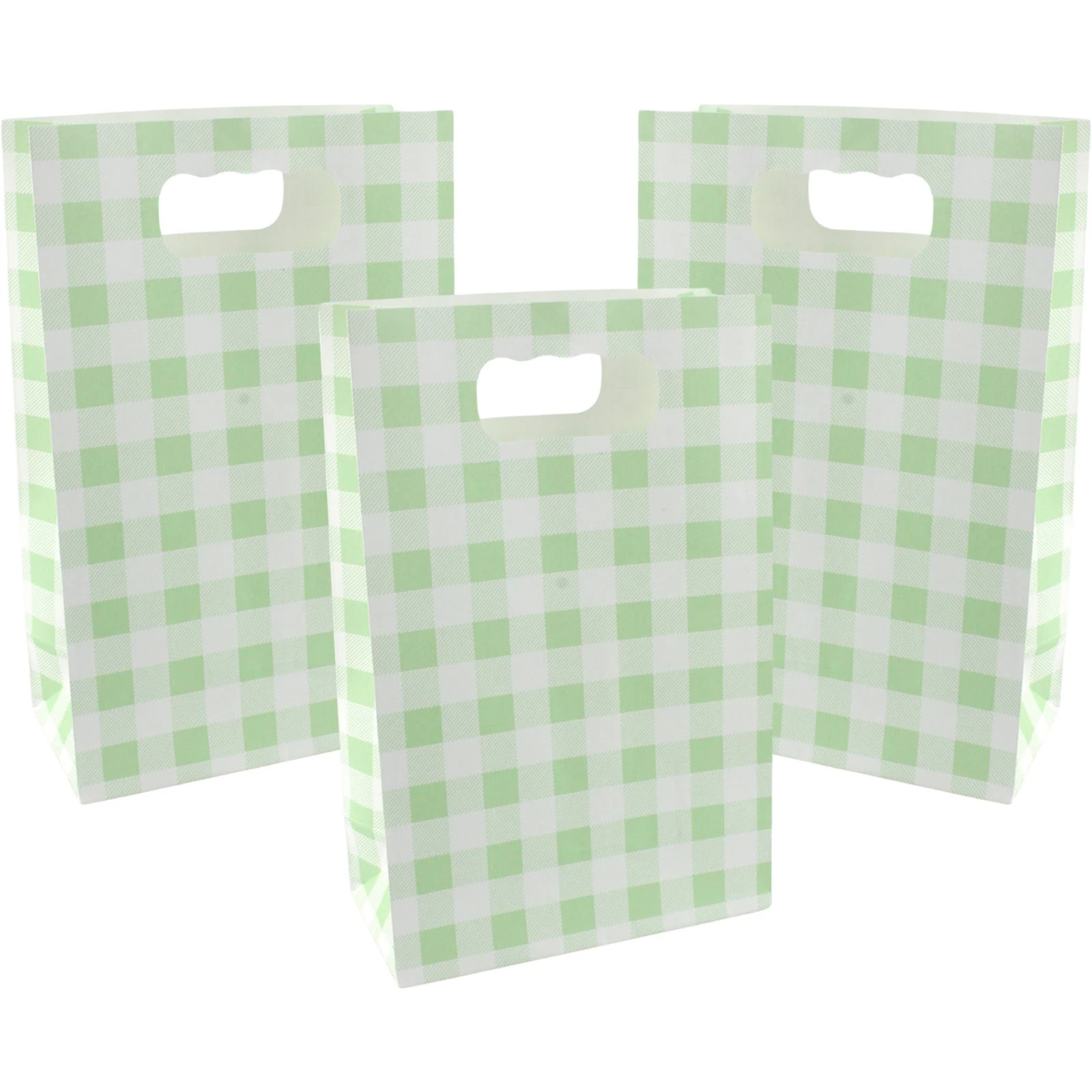 Green Gingham Lolly/Treat Paper Bags (Pack of 6)