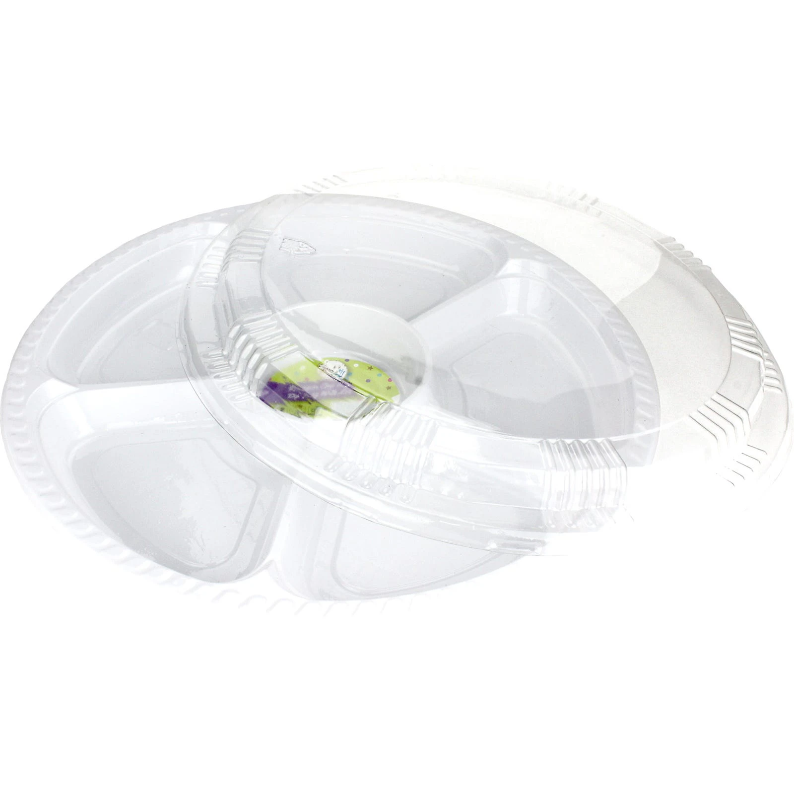 Plastic Chip and Dip Platter with Lid (5 Section)