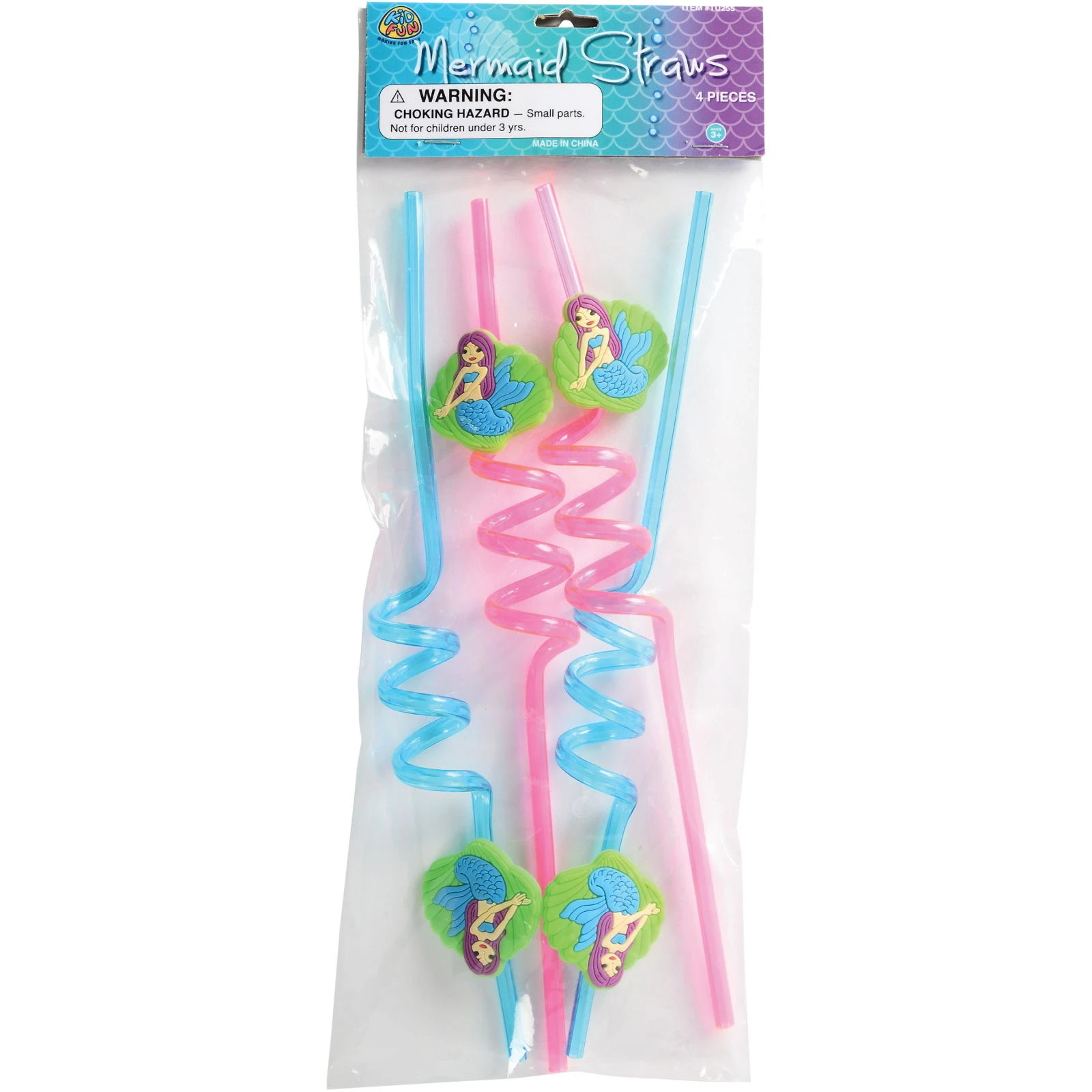 Mermaid Plastic Straws (Pack of 4)