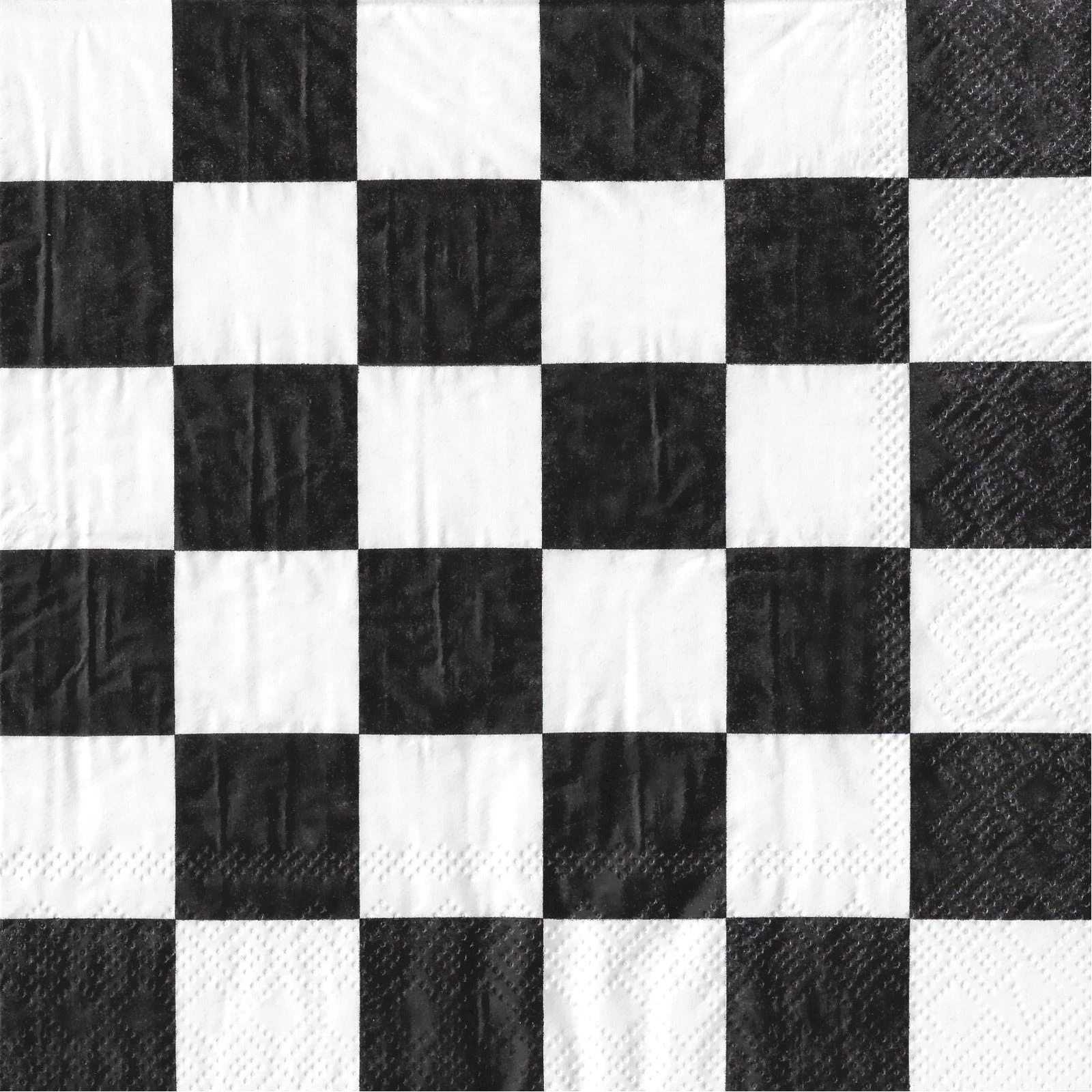 Black & White Checkered Large Napkins / Serviettes (Pack of 16)