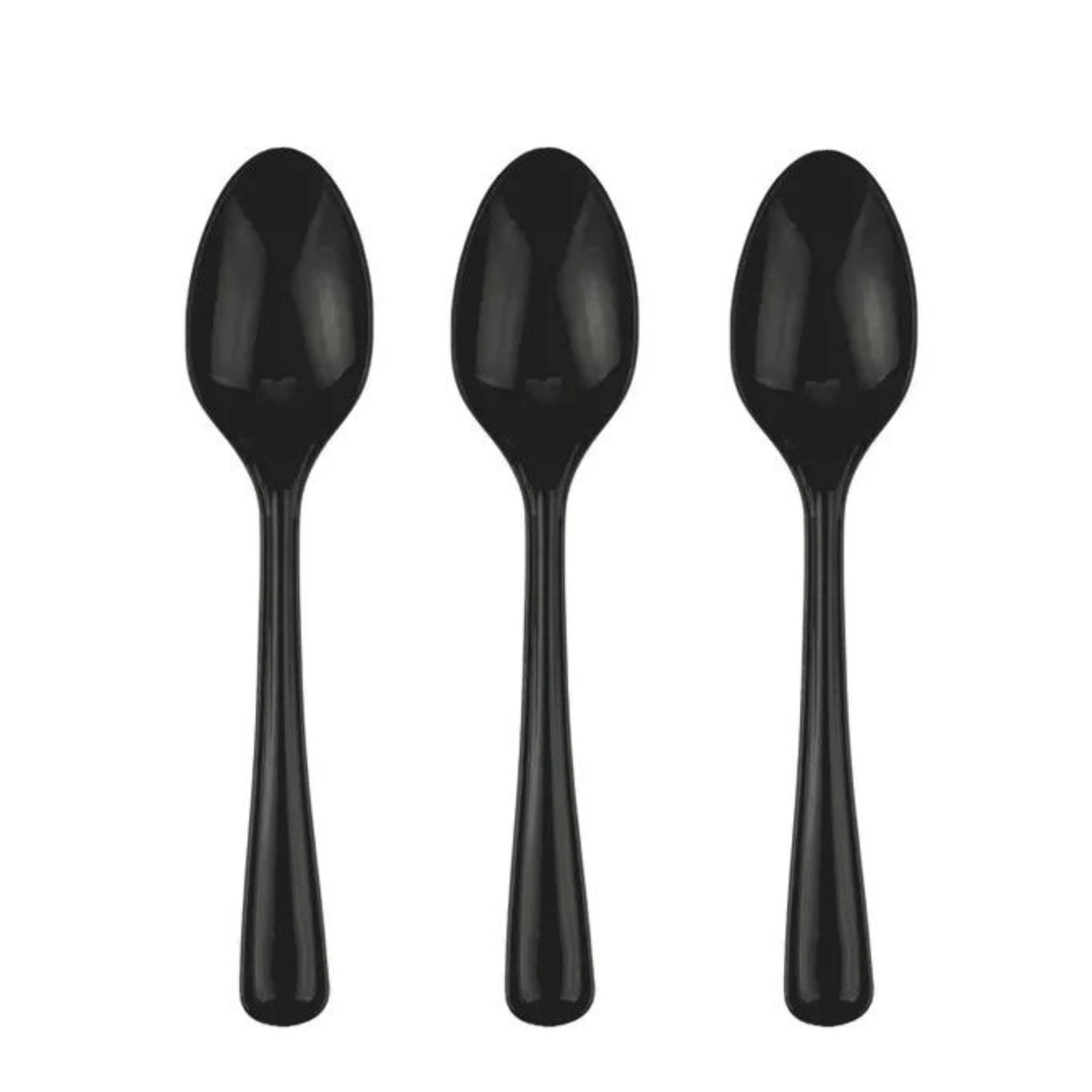 Black Reusable Plastic Spoons (Pack of 20)