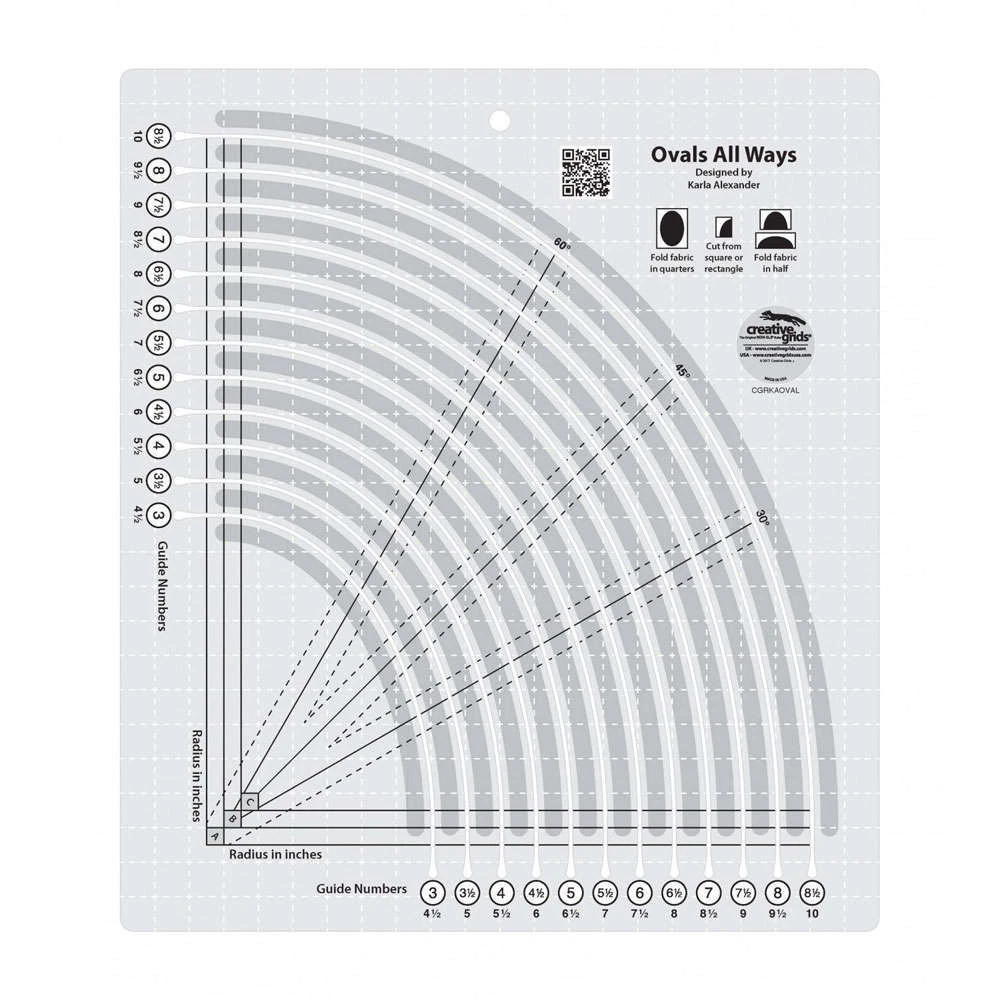 Creative Grids Ovals All Ways Non-Slip Quilt Ruler Quilting Sewing Craft