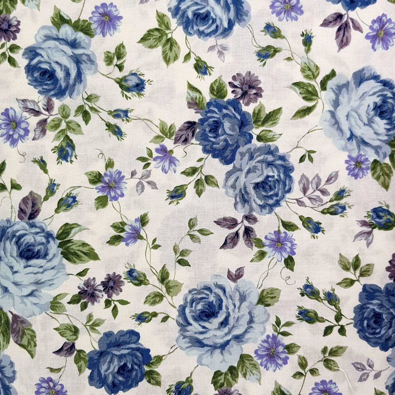 Sevenberry - Floral Print Blue, Cream Japanese Fabric