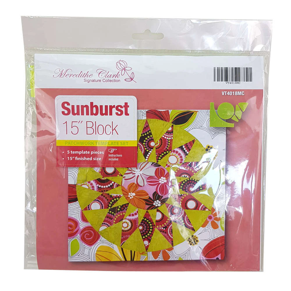 Matildas Own Sunburst 15 Inch Block Patchwork Template Set 5 Pieces