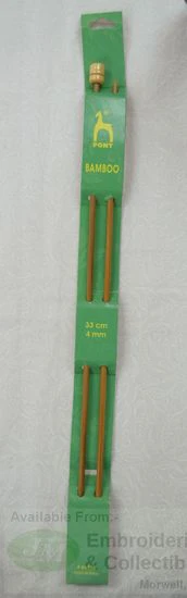 Pony Bamboo Knitting Pins 33cm x 4.00mm, Knobbed Knitting Needles