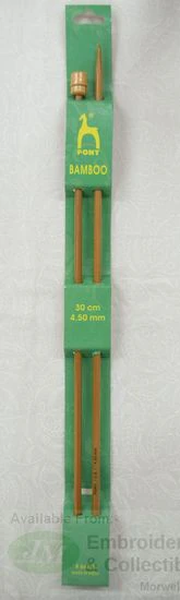 Pony Bamboo Knitting Pins 30cm x 4.50mm, Knobbed Knitting Needles