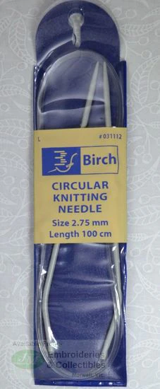 Birch Circular Knitting Needle, 100cm x 2.75mm, Circular Knitting Pins #031112