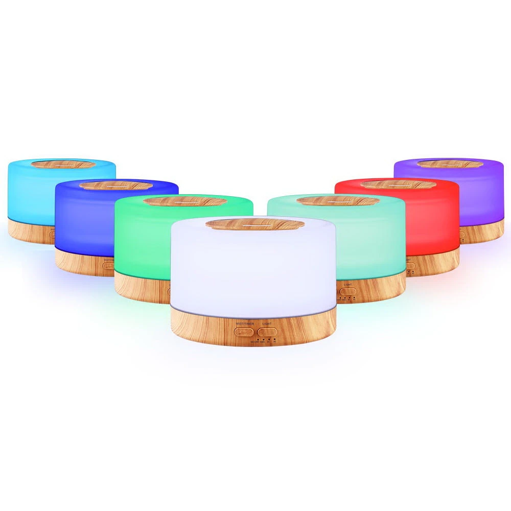 Aromatherapy Diffuser Humidifier Wood - 7 Colour LED