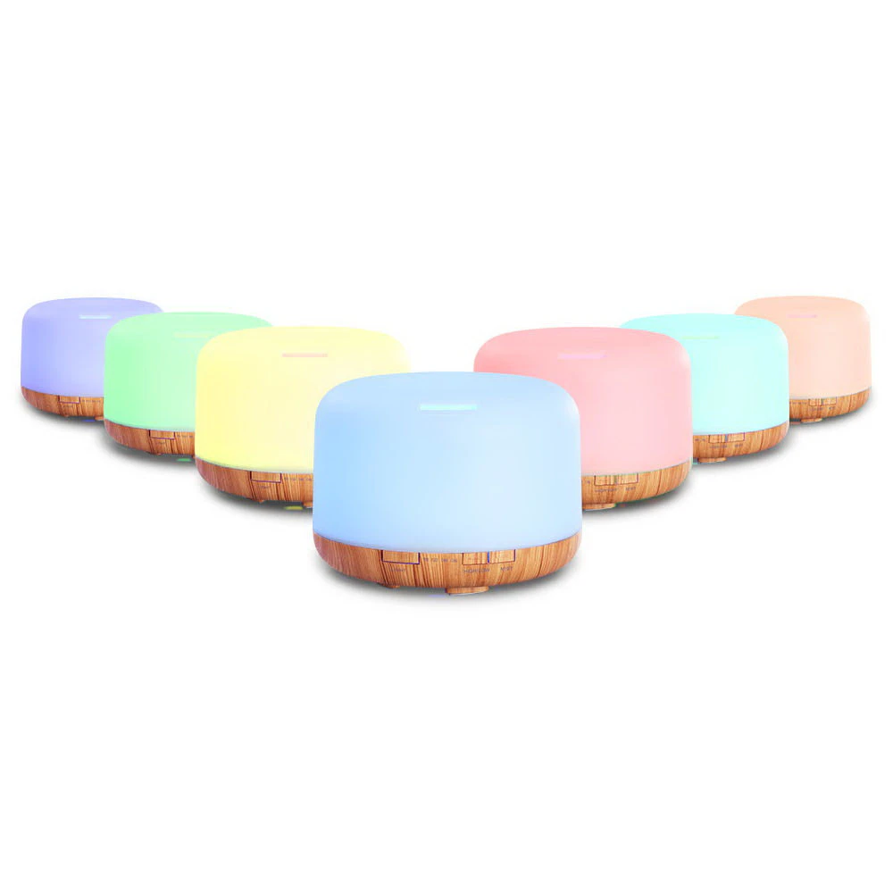 Aromatherapy Diffuser Humidifier Wood - 7 Colour LED