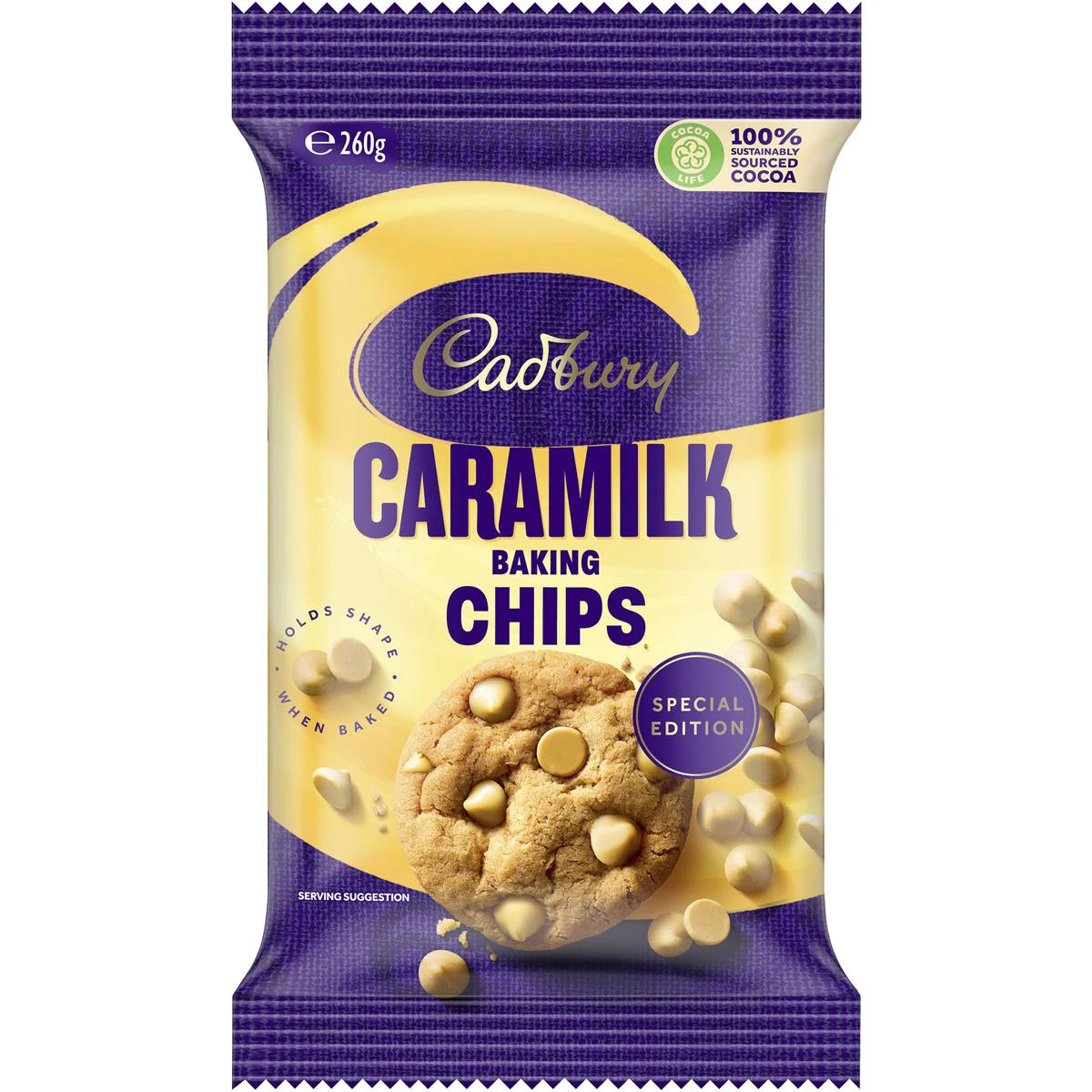 Cadbury Caramilk Baking Chips Chocolate Cooking Bits Bag Non-Recalled 260g